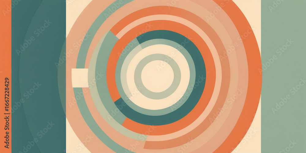 Poster dynamic circles converge in vibrant geometric patterns and colors