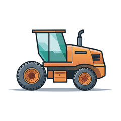 Fototapeta premium Orange Farm Tractor or Construction Vehicle Vector Illustration