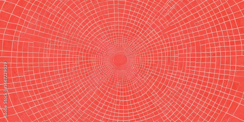 Poster intricate patterns emerge from vibrant red tiles in unique design