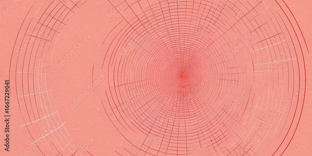 Poster intricate lines form a circular pattern on soft coral background