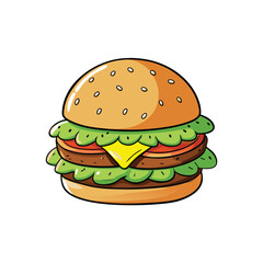Delicious veggie burger with fresh lettuce tomato and creamy avocado advertisement banner design