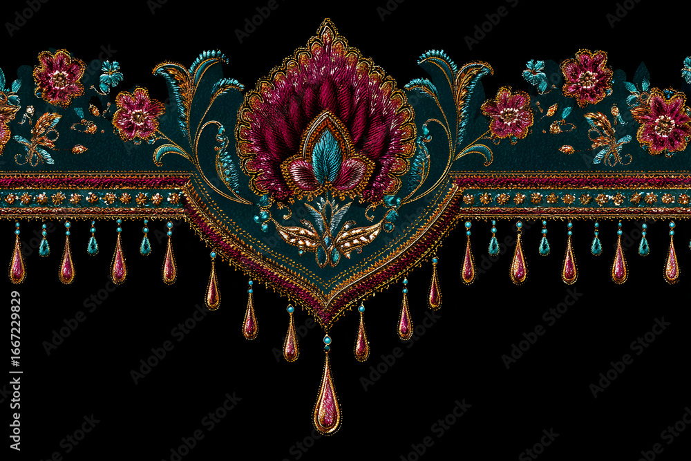 Poster elegant indian saree with intricate embroidery desig and rich colors displayedon a transparent backg