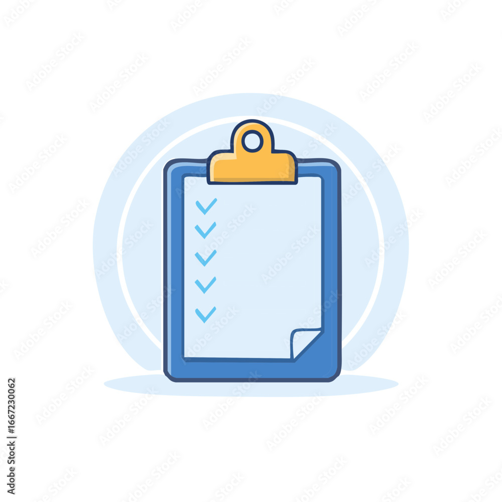 Aufkleber vector illustration of a checklist on a clipboard. task management and to do list concept.