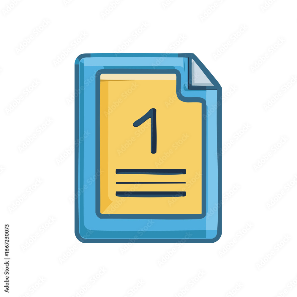 Poster simple document icon with the number one and lines representing text