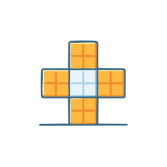 Medical Cross Symbol Created from Cubes in Blue and Orange