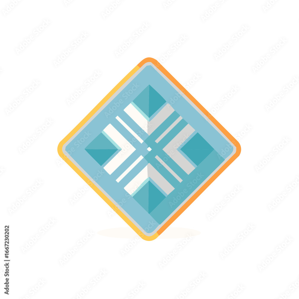 Poster diamond geometrical form with lines and pyramids in a bright color palette
