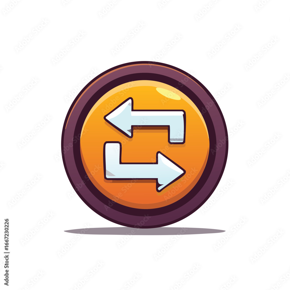 Poster circular button icon with two arrows showing direction