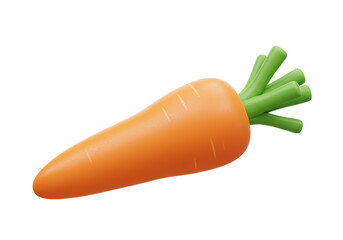 Isolated 3D Render of a Fresh Orange Carrot with Green Leaves