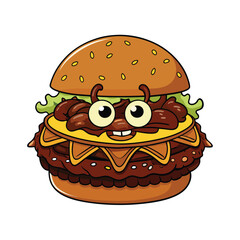 Delicious bbq pulled beef burger with crispy fried onions on a clean white background