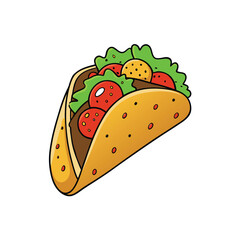 Delicious beef taco wrap with melted cheese and spicy salsa illustration for food branding and menus