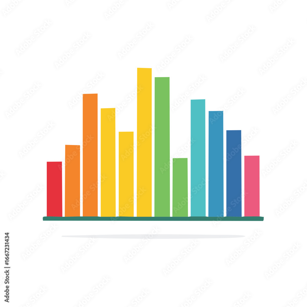 Aufkleber colorful rising bar graph illustration representing data and statistics with visual elements
