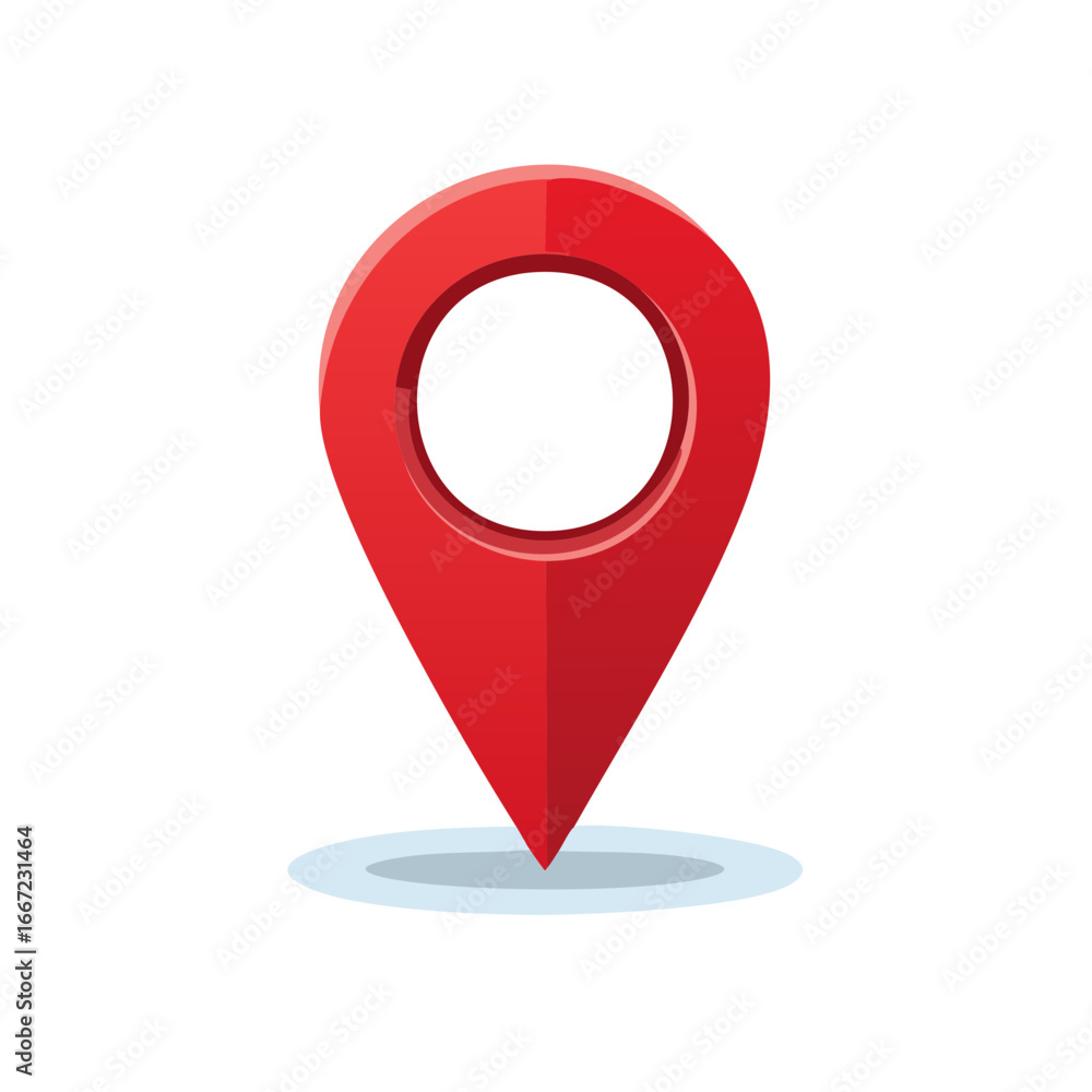 Poster vibrant red 3d map pointer icon symbol for navigation travel or gps location