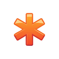 Obraz premium Orange Star of Life Symbol Illustration, Emergency Medical Care Emblem Graphic