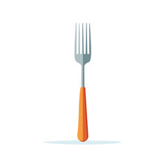 Modern minimalist gray four tined fork with vibrant orange handle design