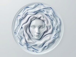 A mask sculpted from flowing water, transparent identity
