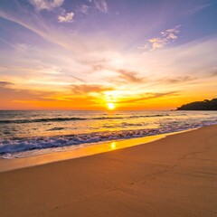 Golden sunset beach scene