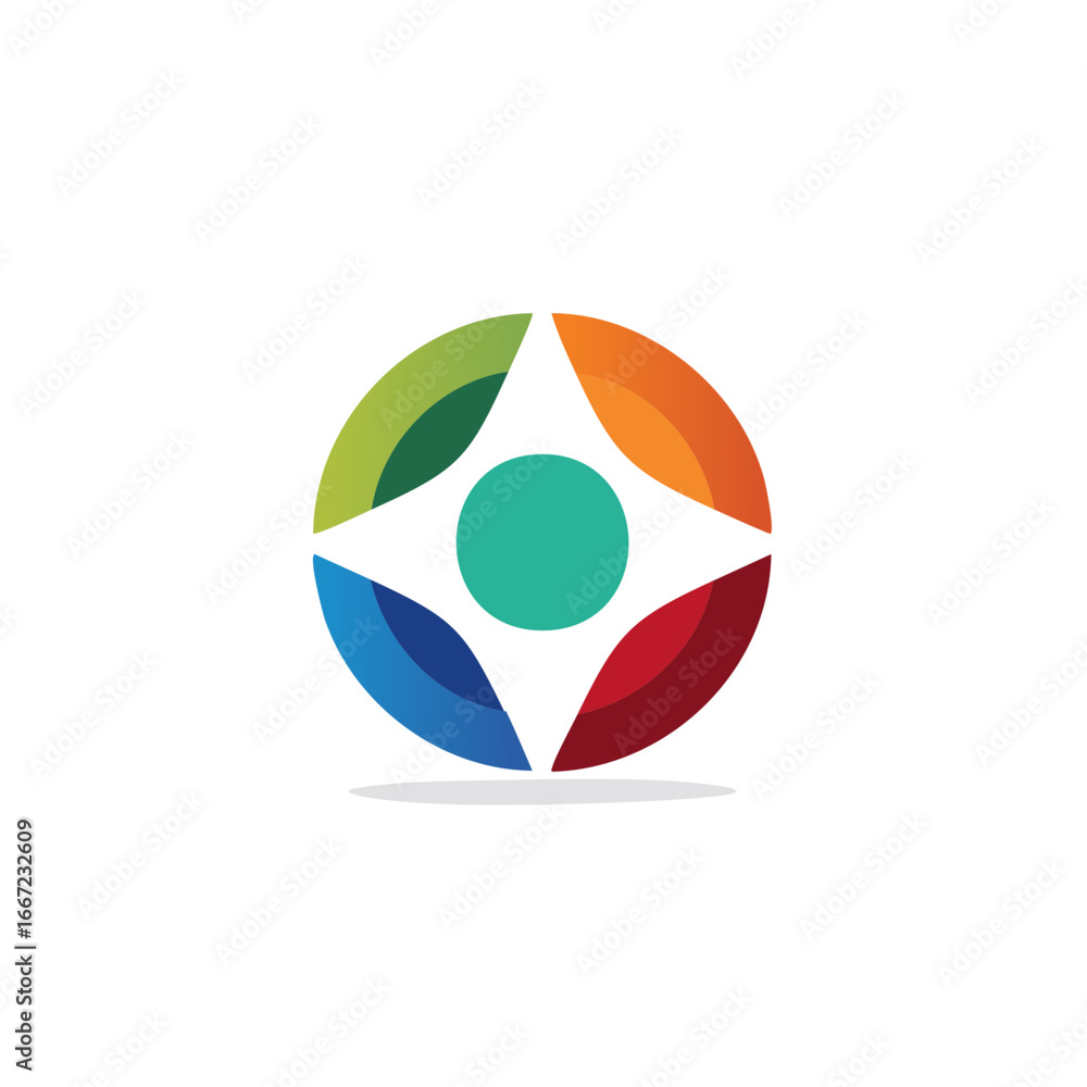 Aufkleber abstract design of a colorful floral-like shape in a circular pattern.