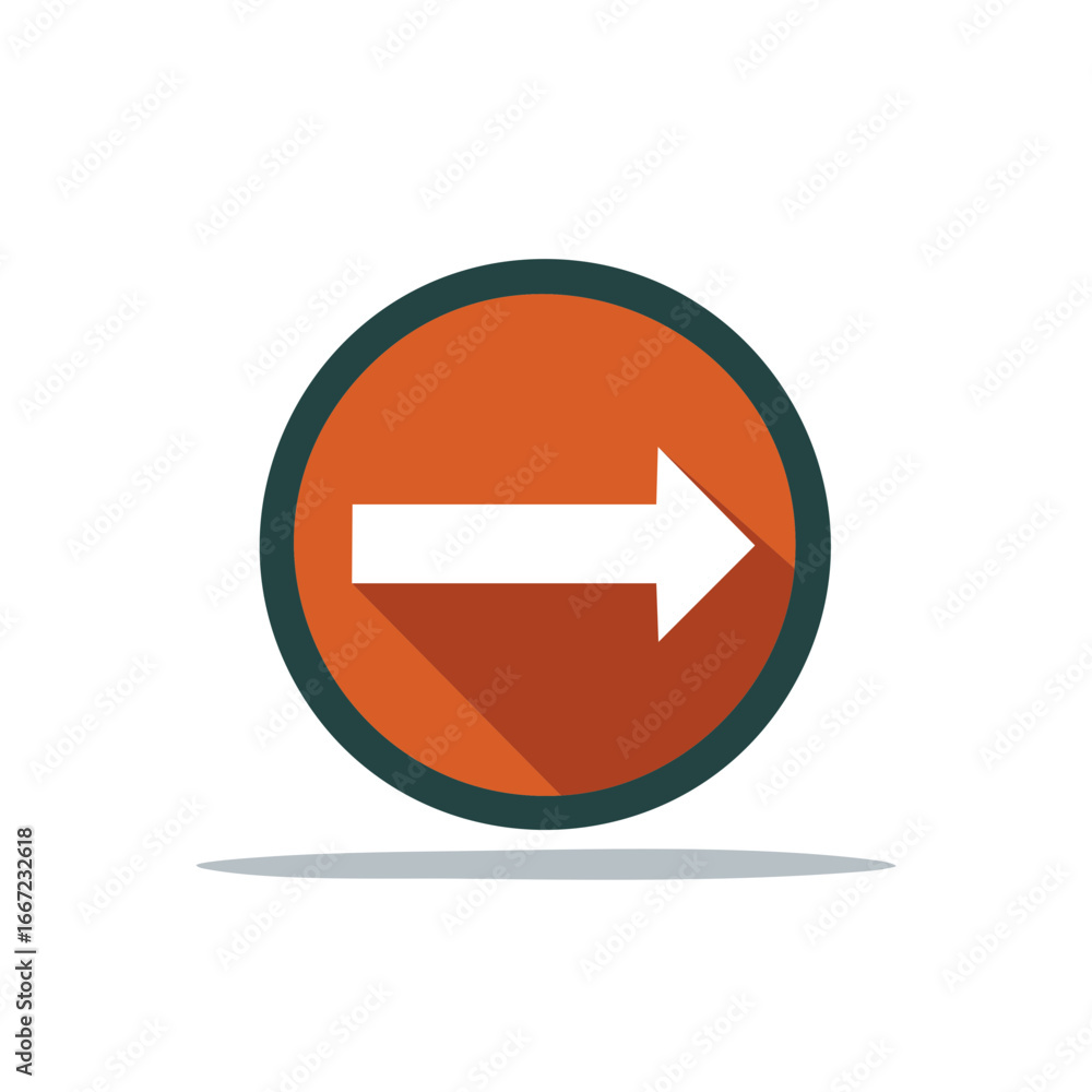 Poster directional right arrow symbol in circle shows the path to follow