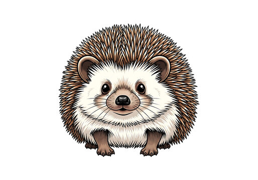 A charming illustration of a hedgehog, featuring detailed spikes and a friendly expression against a striking black backdrop.