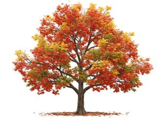 A vibrant autumn maple tree displays a stunning array of fall colors against a stark black background.