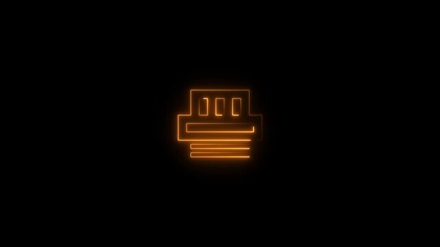 Glowing Orange Neon Python Logo Symbol Animation on Black Background Abstract Technology Concept