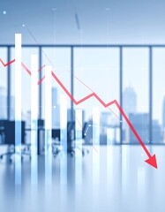 Fototapeta premium Declining graph in office setting