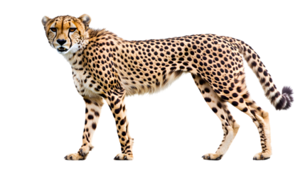 Majestic Cheetah Standing Proudly with Distinctive Spots and Tear Marks