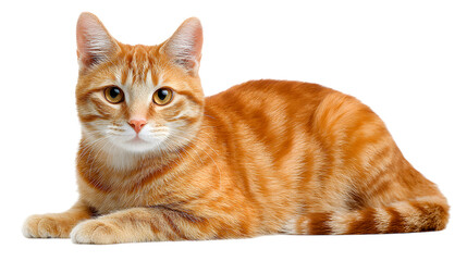 Obraz premium Adorable Orange Tabby Cat Lying Down with White Background