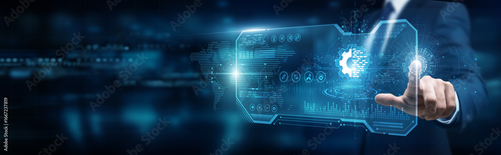 Aufkleber change manager touching interface and transformation strategy digital innovation, organizational res