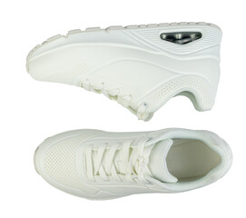 A pair of white sneakers isolated on white background