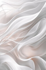 Obraz premium Abstract illustration of flowing translucent waves in soft white and beige tones, creating a serene and elegant atmosphere, ideal for backgrounds and design projects with copy space