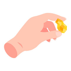 Hand Holding a Shiny Yellow Object Representing Wealth, Value, or Treasure Concept