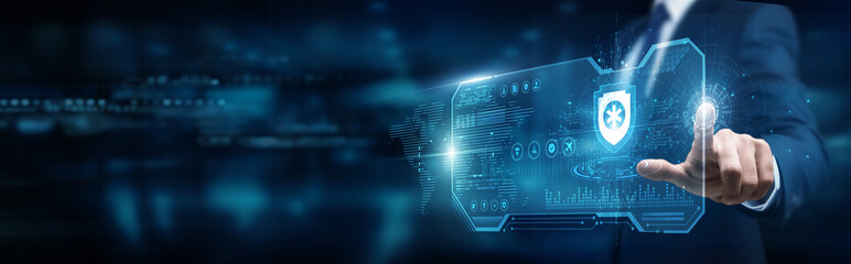 Insurance advisor touching interface and insurtech solutions claims, digital underwriting...