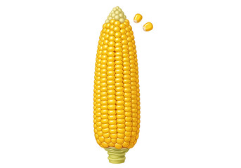 A vibrant yellow corn cob stands out against a black background, showcasing its detailed kernels and the detached kernels above.