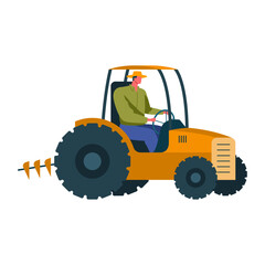 Farmer driving a tractor on the farm for agricultural concept