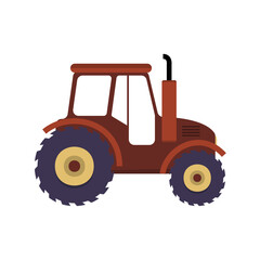 Classic Red Tractor Illustration Farm Vehicle Icon