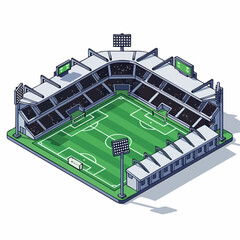 Isometric illustration of a soccer stadium