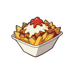 Delicious loaded nacho fries with beef cheese and sour cream food advertisement banner design