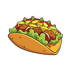 Delicious loaded taco fries with meat and cheese banner advertisement design featuring vibrant colors and clear typography