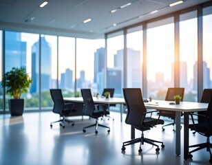 Fototapeta premium Modern office space with city view (4)