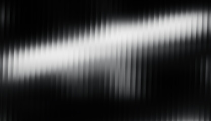 Black and white glass gradient — a minimalist texture resembling glossy metal ribs. The elegant interplay of light and shadow. Abstract background with reeded glass effect. 