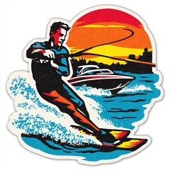 Retro Water Skier Pop Art Design