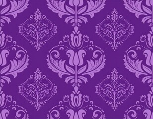 Purple Damask Seamless Pattern. (1)