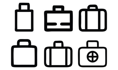 Vector illustration of a set of travel luggage with a handle and lock