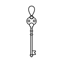Intricate old iron skeleton key adorned with mystical cursed rune engravings for fantasy designs