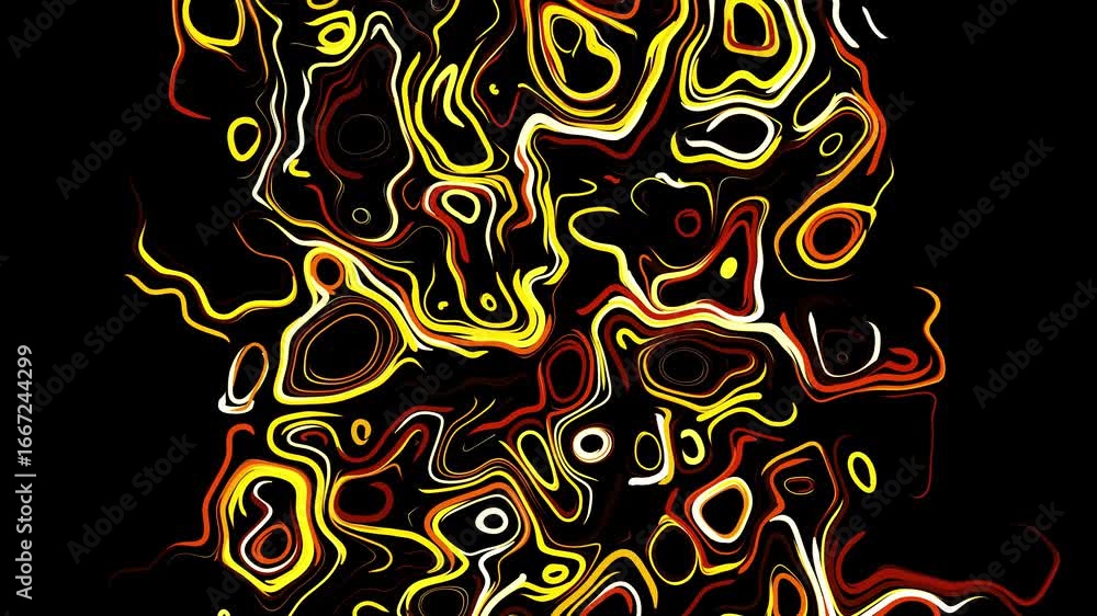 Poster abstract creative looped bg with curled lines like yellow trails on surface. lines form swirling pat