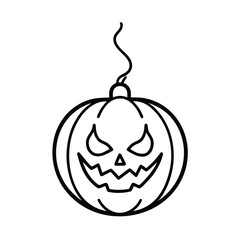 A spooky suspended jack o lantern illuminated by vibrant stylized flames in a halloween illustration