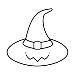 Whimsical witch hat topped pumpkin halloween line art illustration for festive decorations