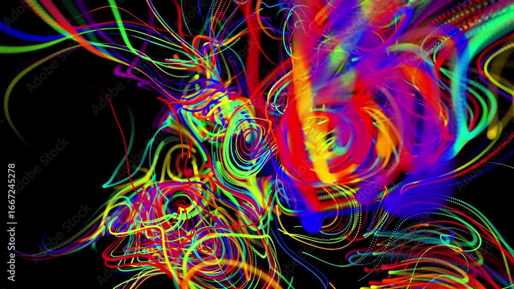 Poster dynamic light trails: abstract 4k loop with curl noise pattern