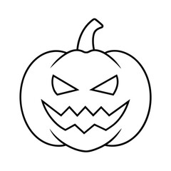 A detailed line art illustration of an angry jack o lantern with a menacing expression for halloween celebrations